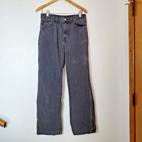 & Denim Black Jeans Size 10 Ultra High Waise Wide Leg - Picture 1 of 12